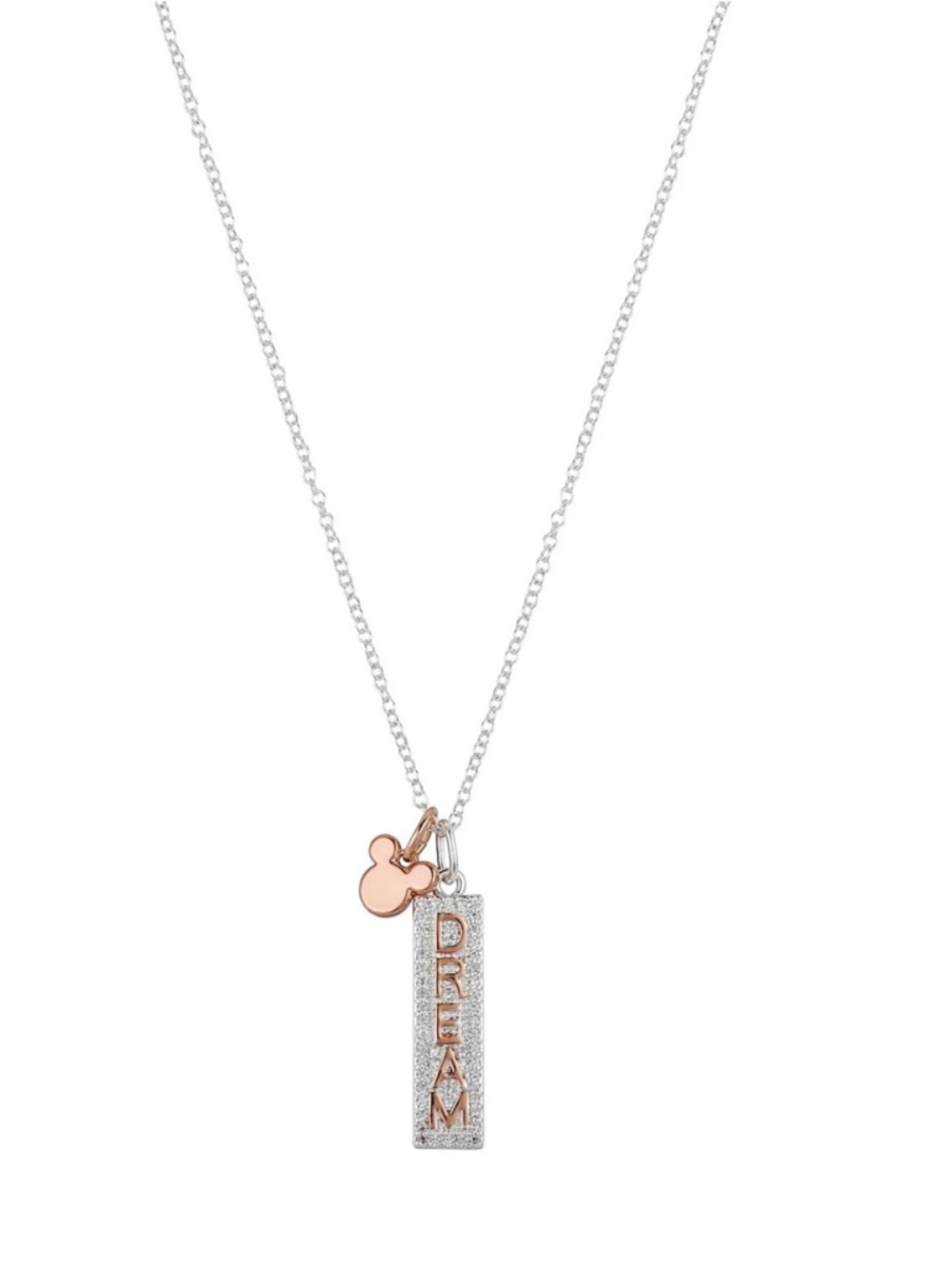 Disney Rose Gold Flash-Plated Crystal Mickey Mouse "Dream" Pendant Necklace